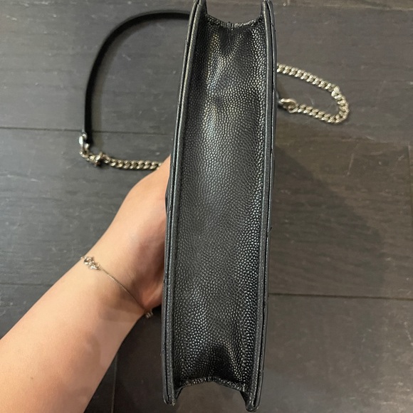 Saint Laurent matelassé envelope leather black wallet on chain bag women - Picture 5 of 13